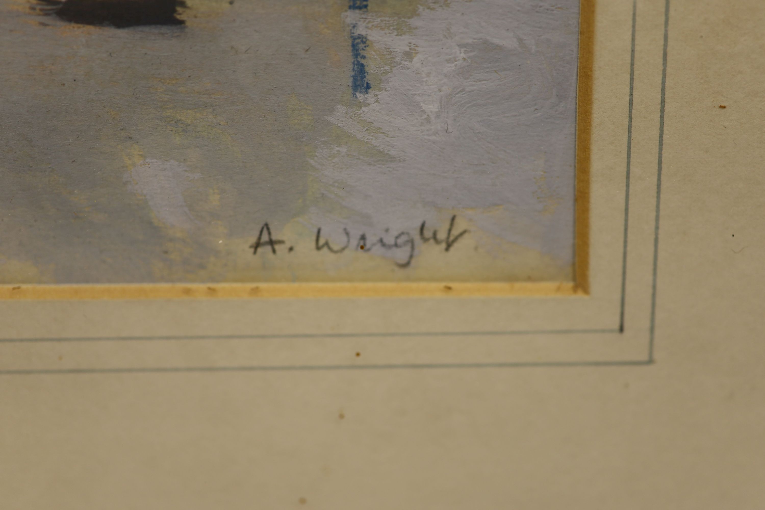 A.Wright, watercolour and gouache, Eaton Square, Belgravia, signed, 21 x 34cm.